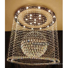 Large crystal ball center decoration cylindrical crystal beads curtain shape pendant lighting